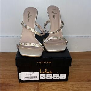 Lulu's Pearl Embellished Ivory Heels
